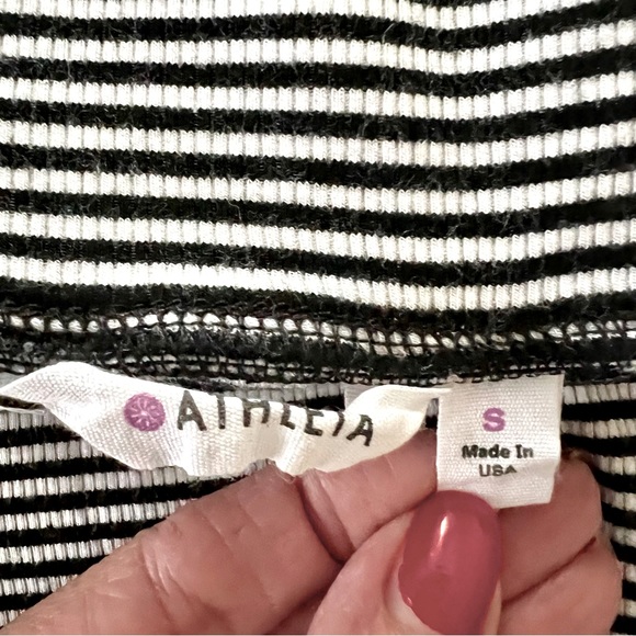 Athleta Encinitas black/white classic striped ribbed midi pencil skirt Small - Picture 5 of 5